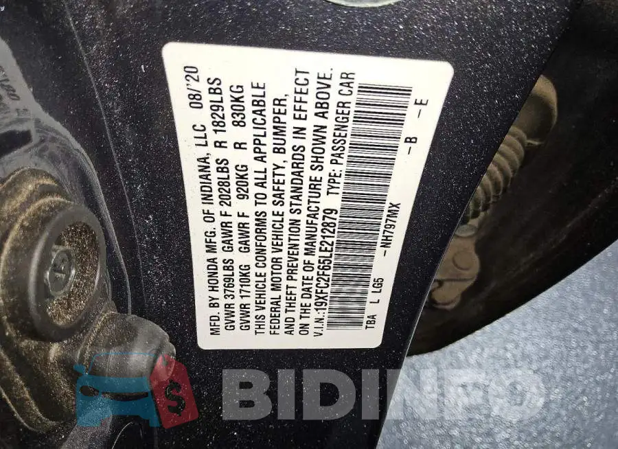19XFC2F65LE212879 Photo# 12