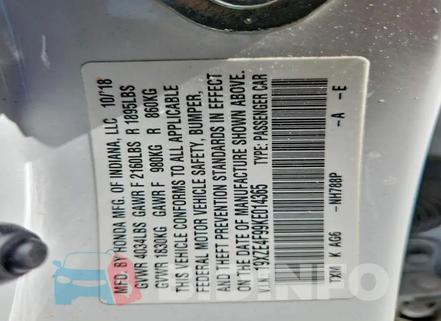 19XZE4F99KE014365 Photo# 12