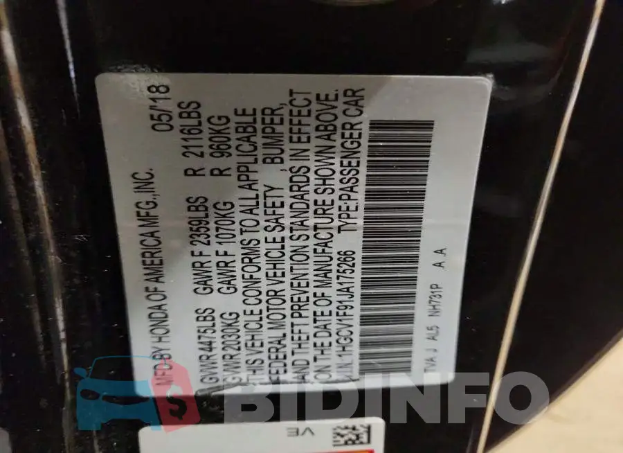 1HGCV1F91JA175266 Photo# 12