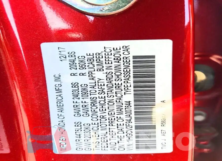 1HGCV2F94JA007644 Photo# 12