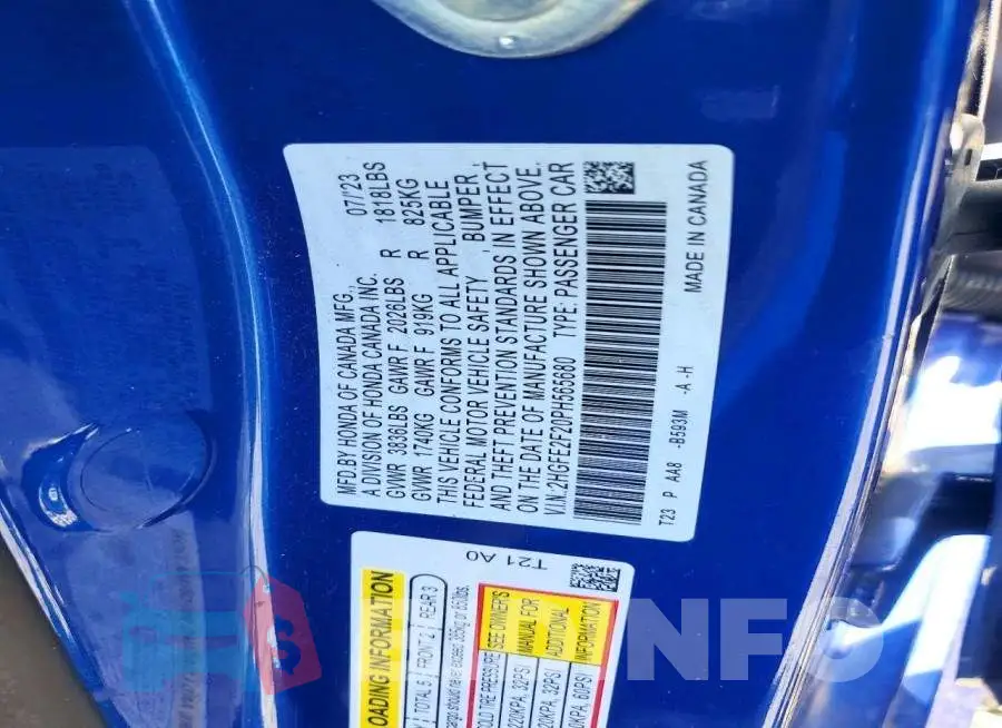 2HGFE2F20PH565680 Photo# 13
