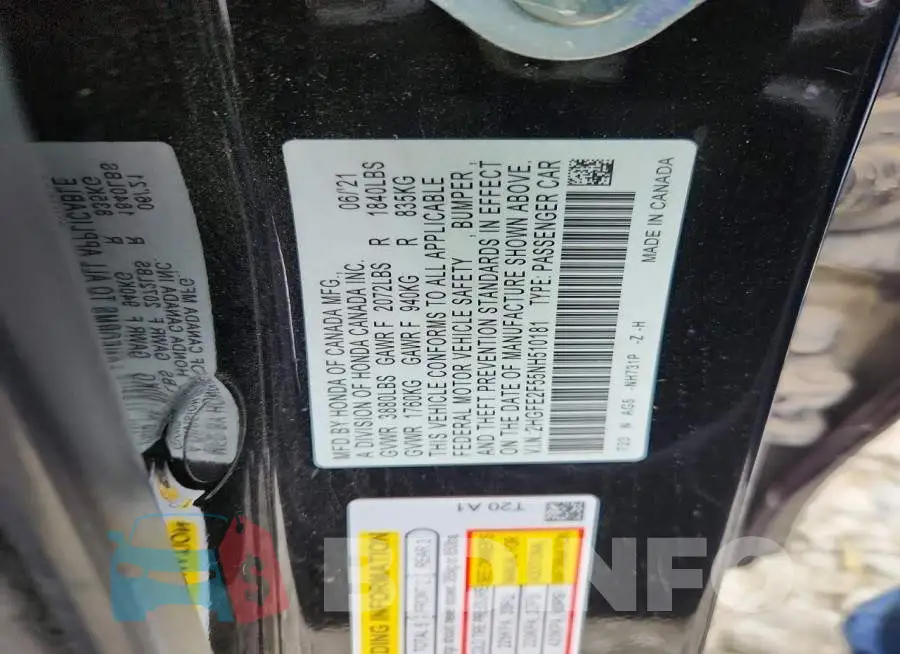 2HGFE2F55NH510181 Photo# 12