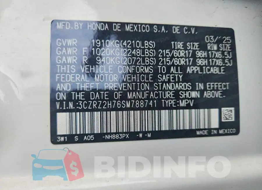 3CZRZ2H76SM788741 Photo# 13