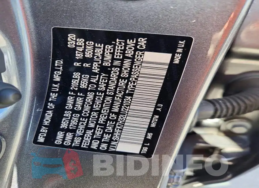 SHHFK7H32LU221034 Photo# 12