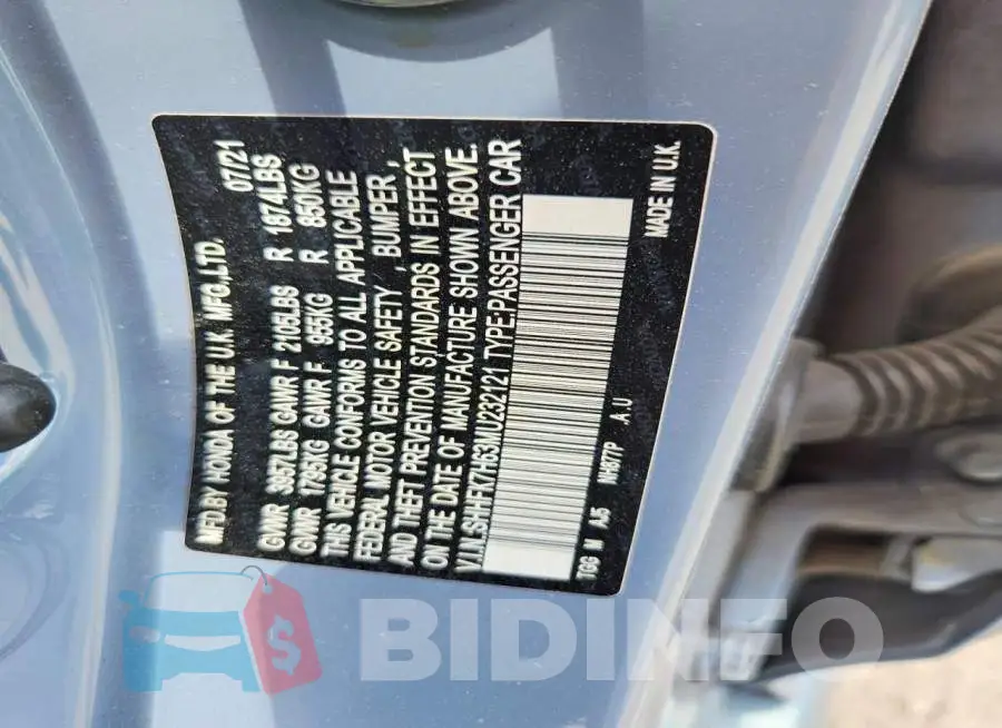SHHFK7H63MU232121 Photo# 12