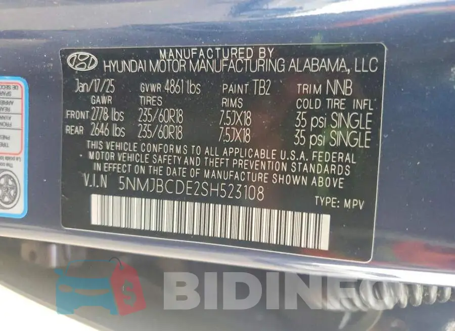 5NMJBCDE2SH523108 Photo# 13