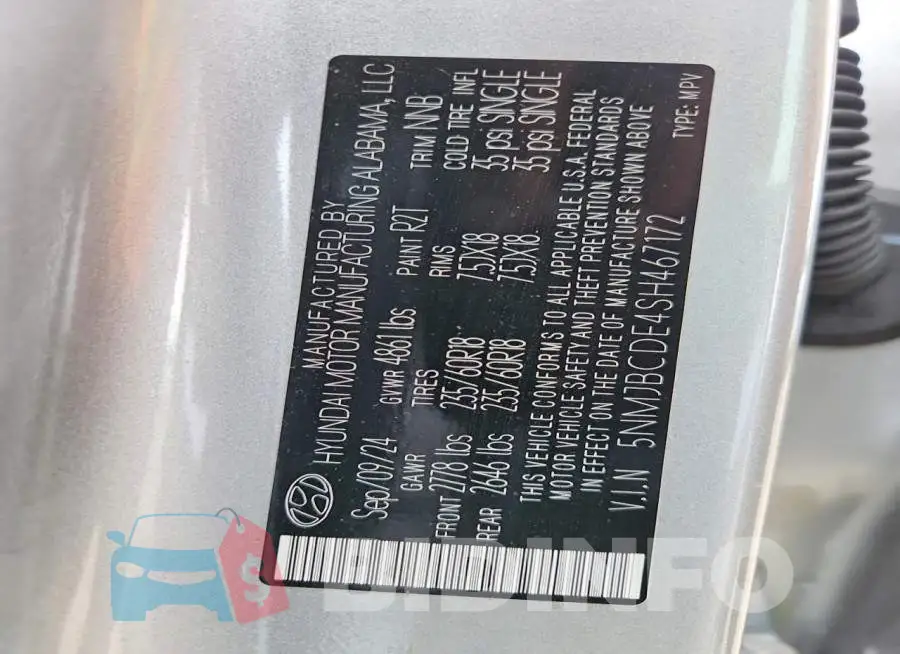 5NMJBCDE4SH467172 Photo# 13
