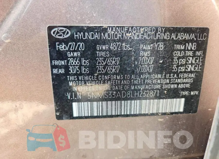 5NMS33AD8LH232871 Photo# 14