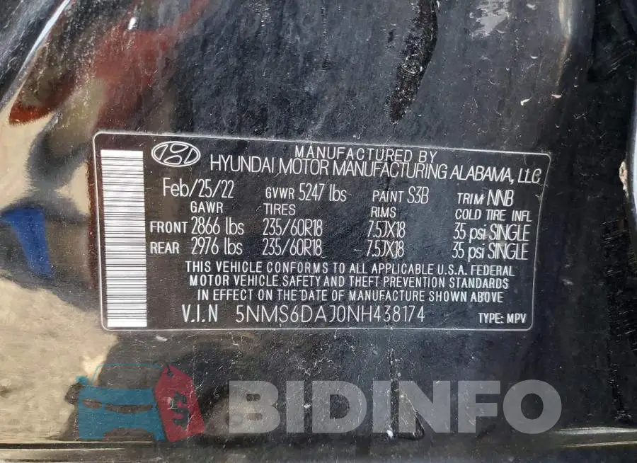 5NMS6DAJ0NH438174 Photo# 12