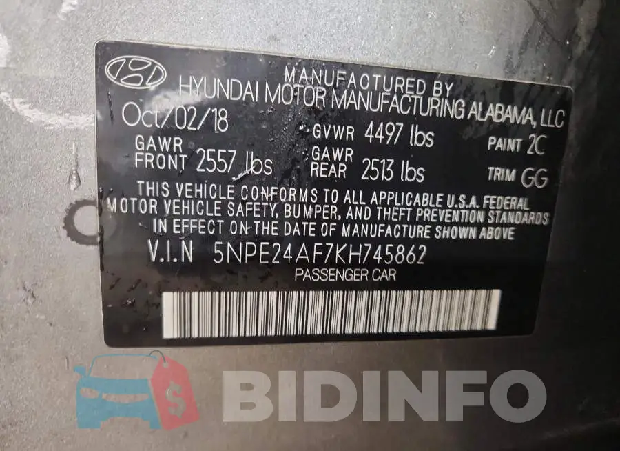 5NPE24AF7KH745862 Photo# 12