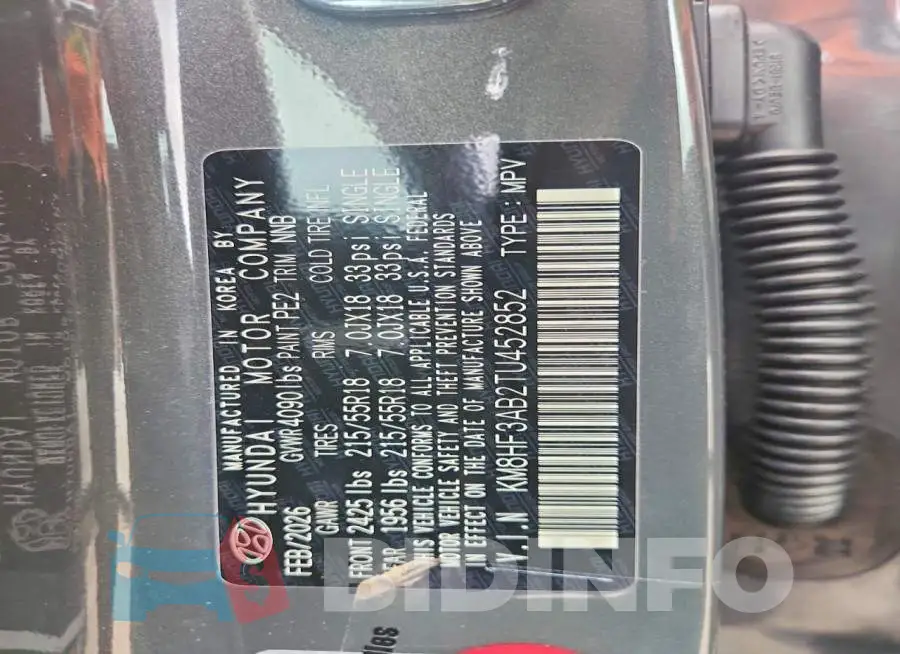 KM8HF3AB2TU452852 Photo# 14