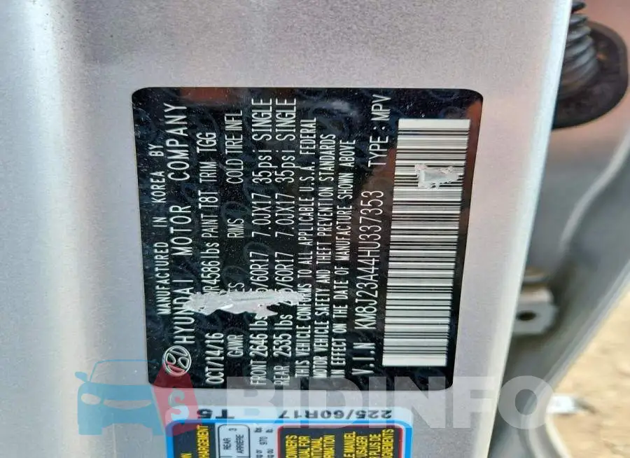 KM8J23A44HU337353 Photo# 13