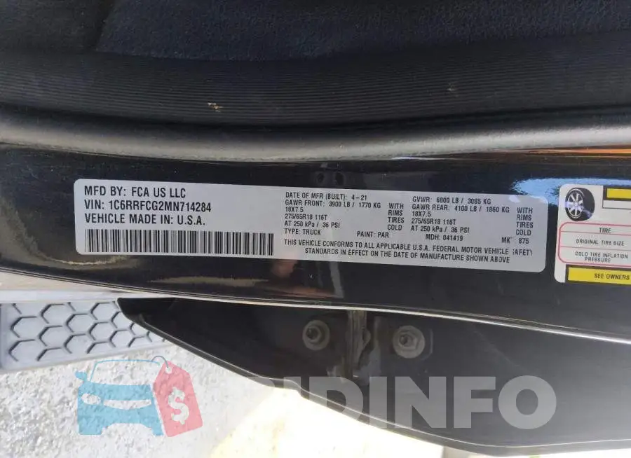 1C6RRFCG2MN714284 Photo# 12