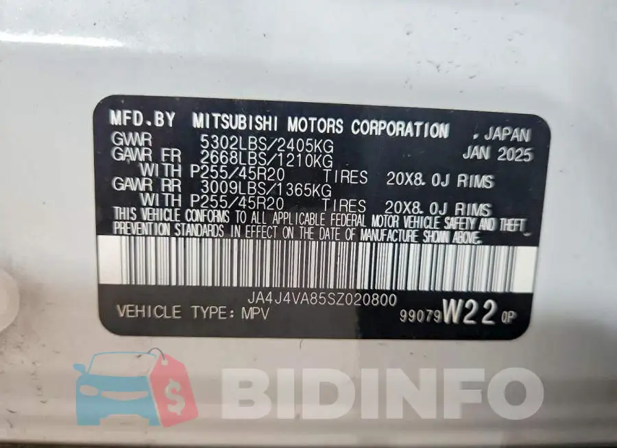 JA4J4VA85SZ020800 Photo# 13