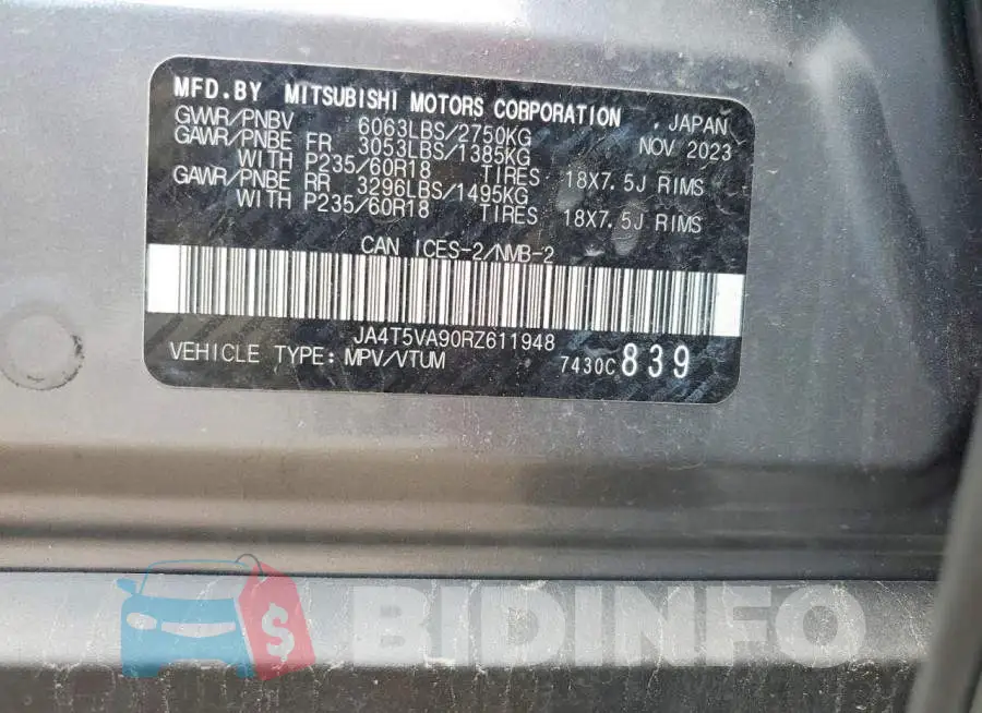 JA4T5VA90RZ611948 Photo# 12