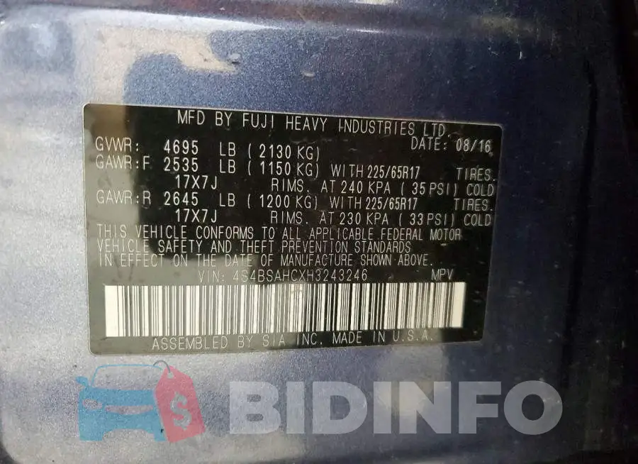 4S4BSAHCXH3243246 Photo# 14