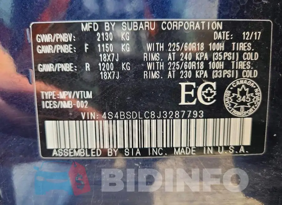 4S4BSDLC8J3287793 Photo# 14