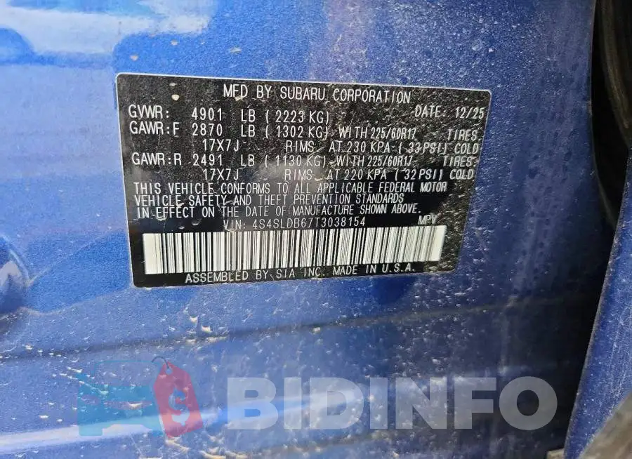 4S4SLDB67T3038154 Photo# 14