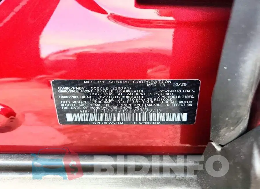 JF2BUPBD2TY452240 Photo# 12