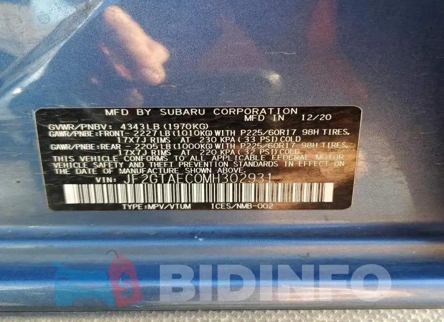 JF2GTAEC0MH302931 Photo# 13