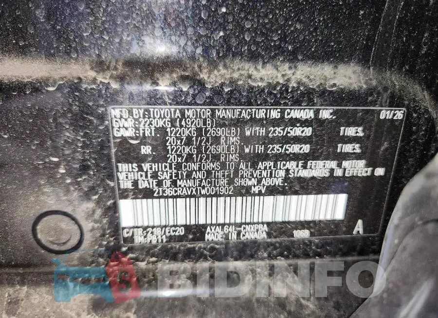 2T36CRAVXTW001902 Photo# 13