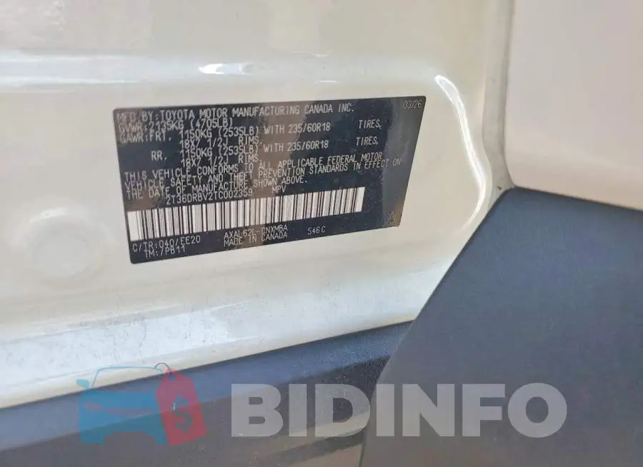 2T36DRBV2TC002359 Photo# 12