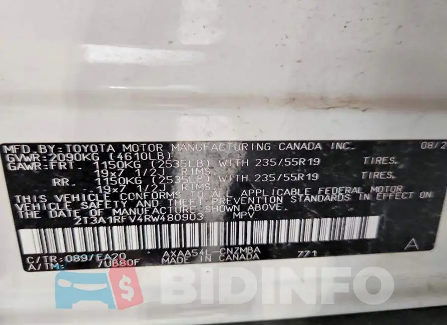 2T3A1RFV4RW480903 Photo# 13
