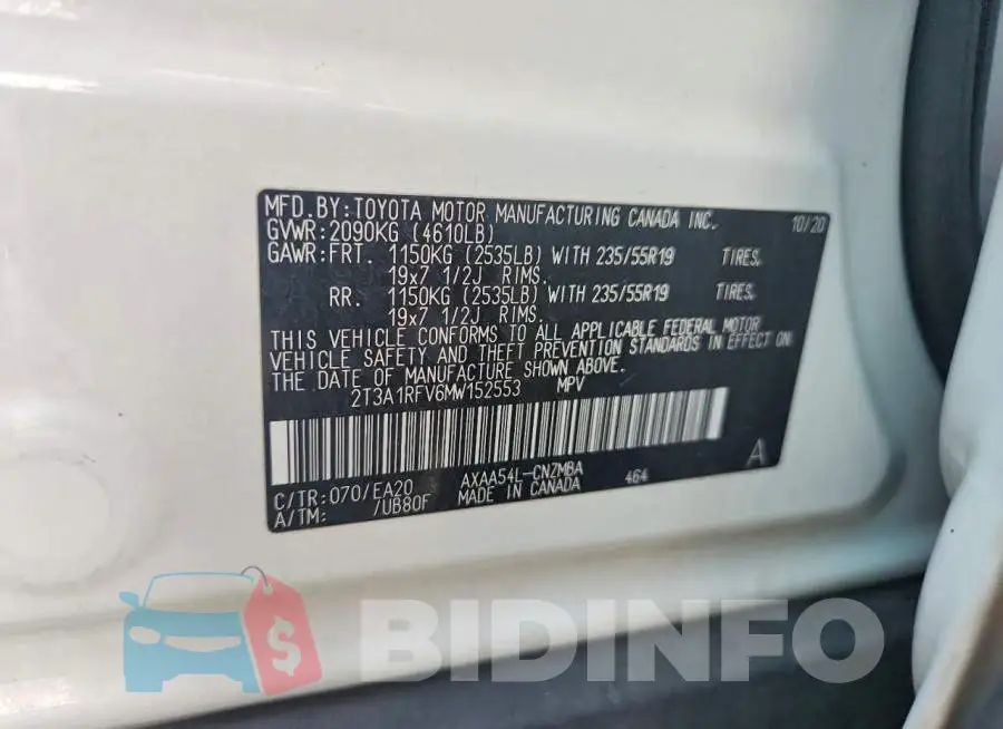 2T3A1RFV6MW152553 Photo# 13