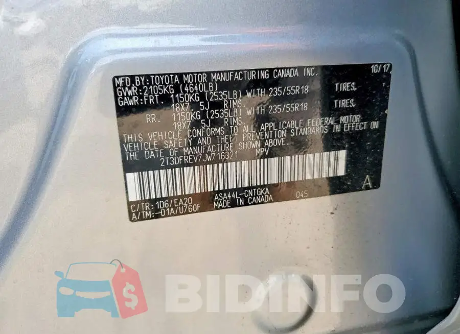2T3DFREV7JW716321 Photo# 14