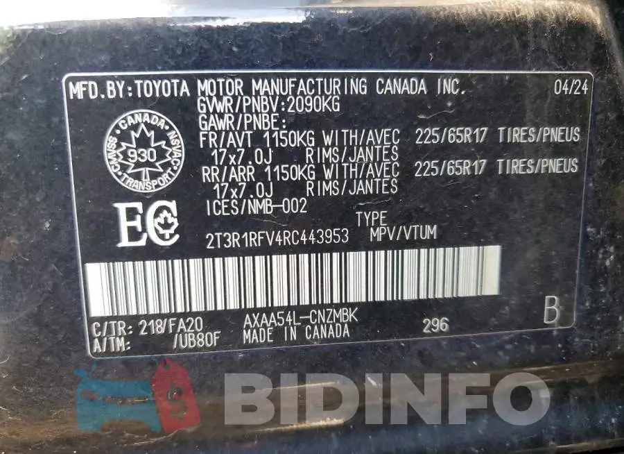 2T3R1RFV4RC443953 Photo# 13