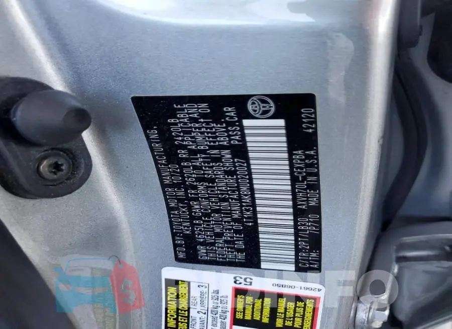 4T1K31AK8MU020027 Photo# 12
