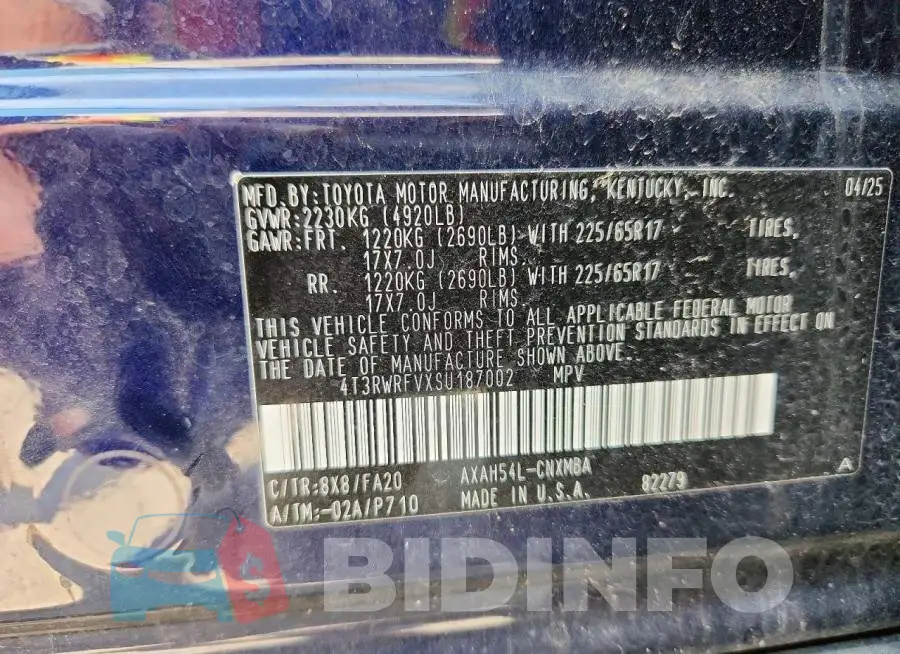 4T3RWRFVXSU187002 Photo# 12