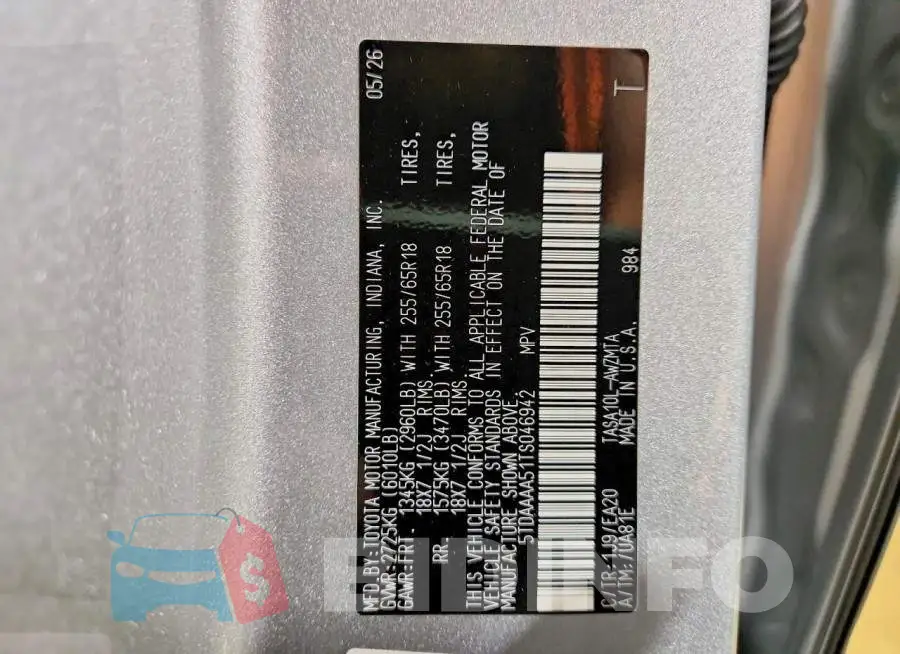 5TDAAAA51TS046942 Photo# 13
