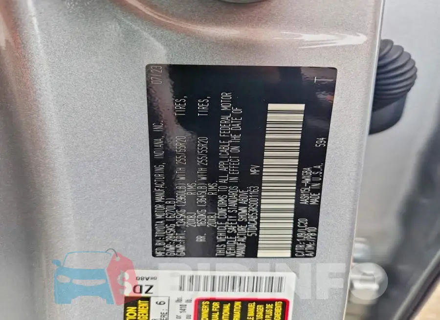 5TDACAB53RS001163 Photo# 12