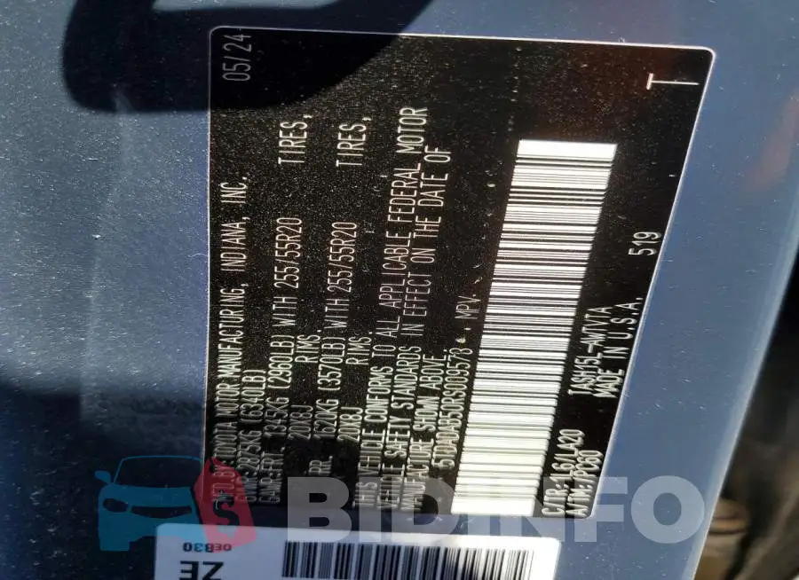 5TDADAB50RS009573 Photo# 13