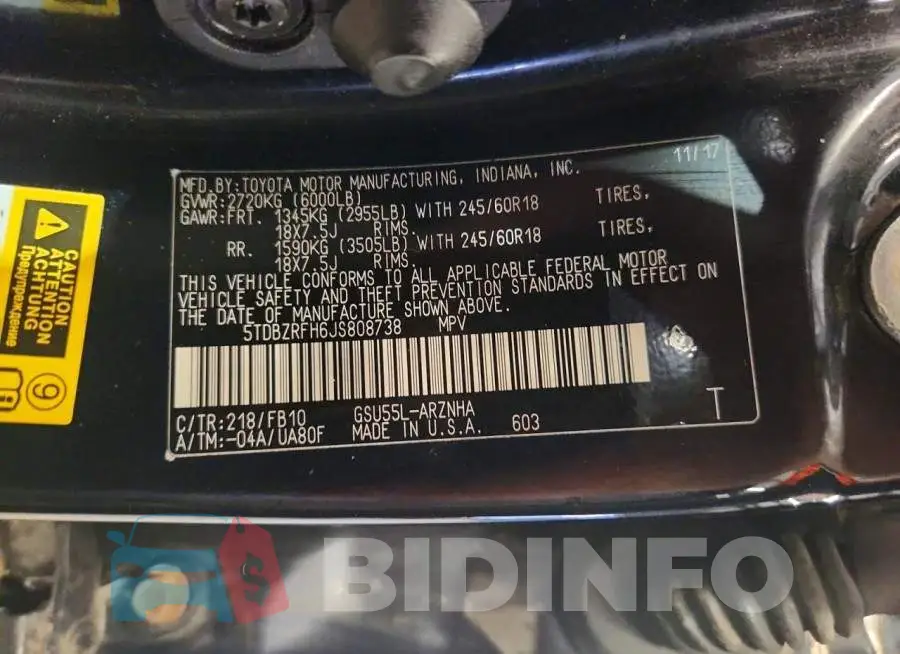 5TDBZRFH6JS808738 Photo# 13