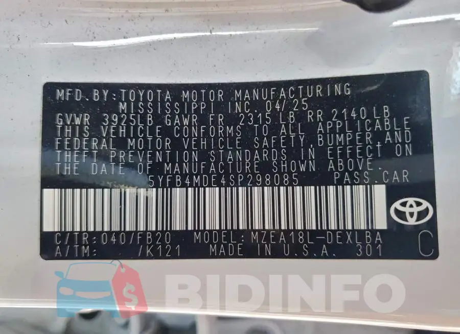 5YFB4MDE4SP298085 Photo# 12