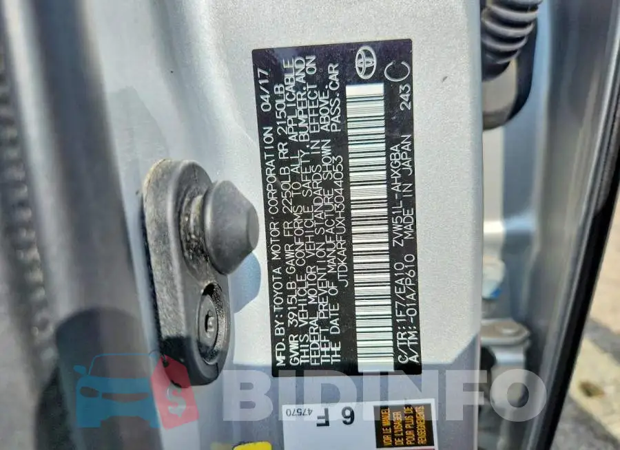 JTDKARFUXH3044053 Photo# 12