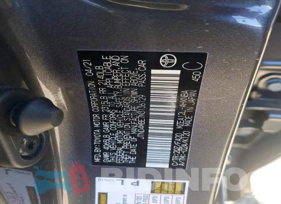 JTND4MBE7M3136129 Photo# 12
