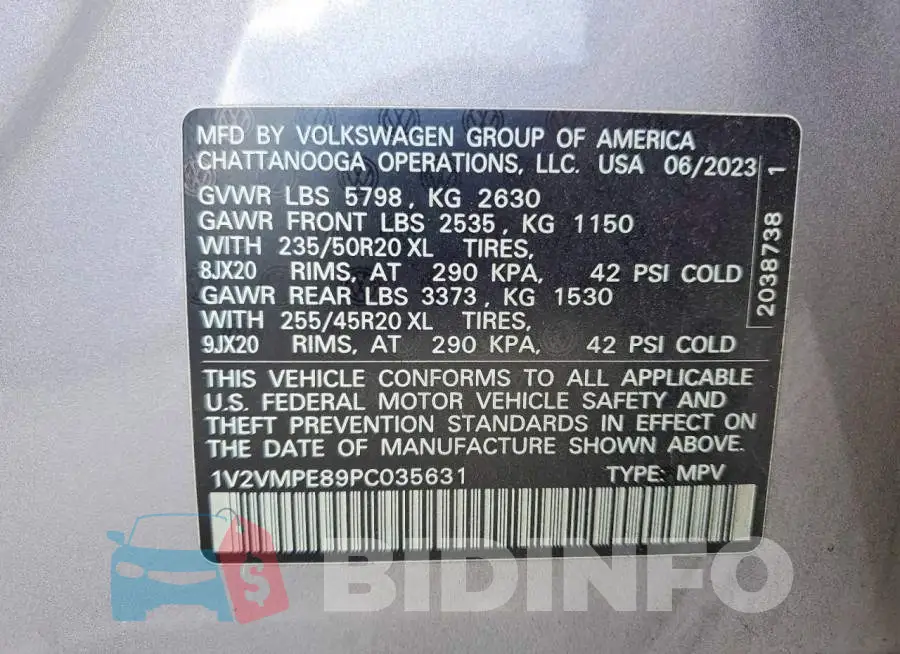 1V2VMPE89PC035631 Photo# 13
