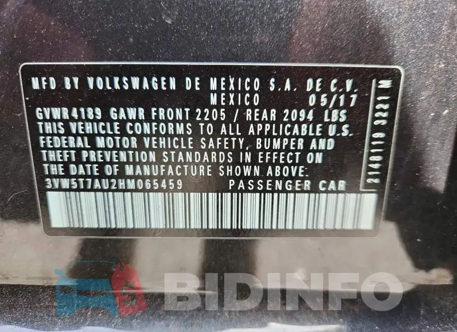 3VW5T7AU2HM065459 Photo# 12