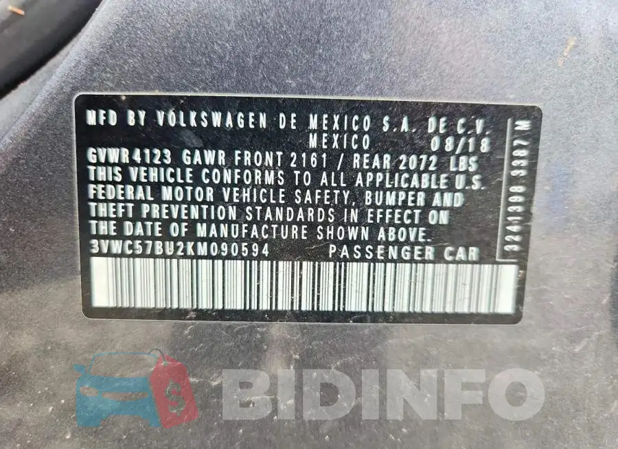 3VWC57BU2KM090594 Photo# 12