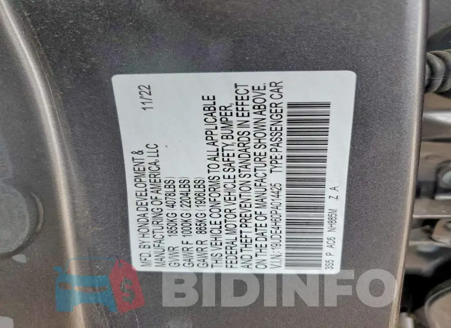 19UDE4H60PA014425 Photo# 12