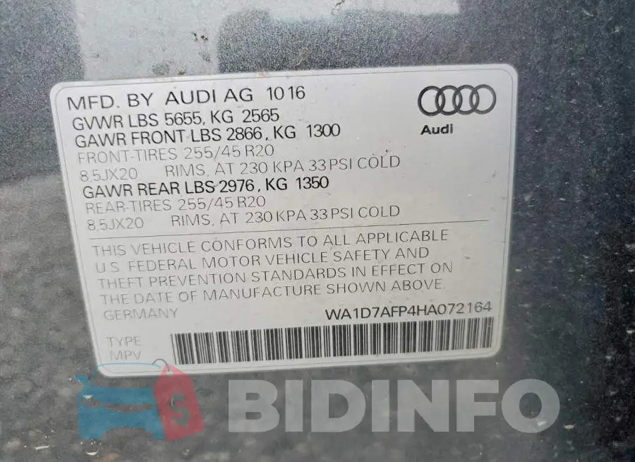 WA1D7AFP4HA072164 Photo# 12