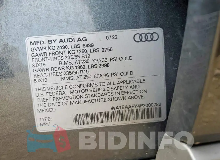 WA1EAAFY4P2000288 Photo# 13
