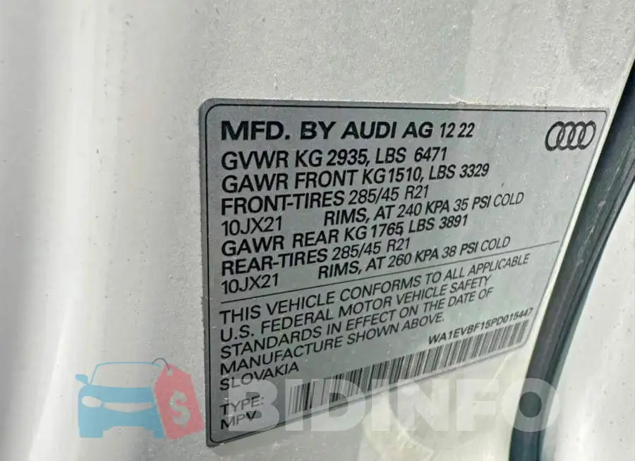 WA1EVBF15PD015447 Photo# 10