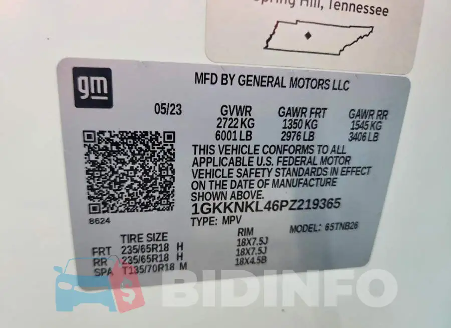 1GKKNKL46PZ219365 Photo# 13