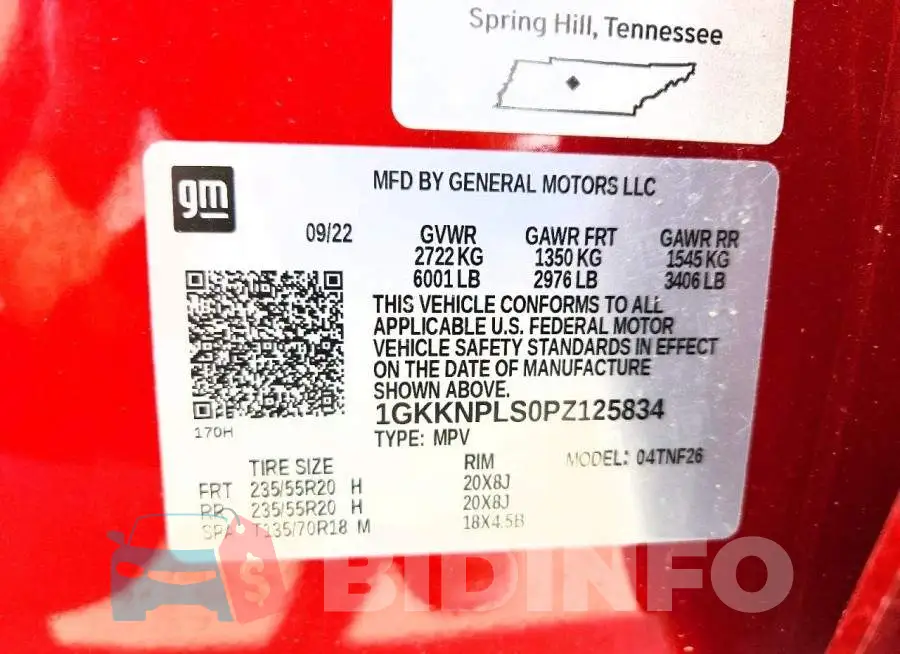 1GKKNPLS0PZ125834 Photo# 13