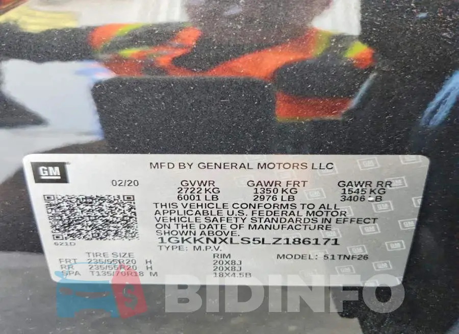 1GKKNXLS5LZ186171 Photo# 13