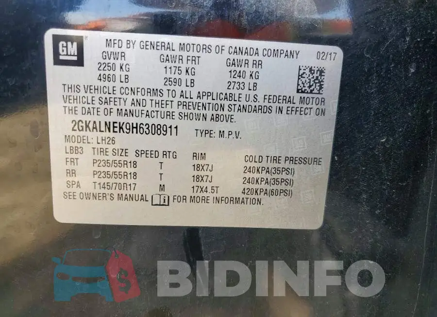 2GKALNEK9H6308911 Photo# 13